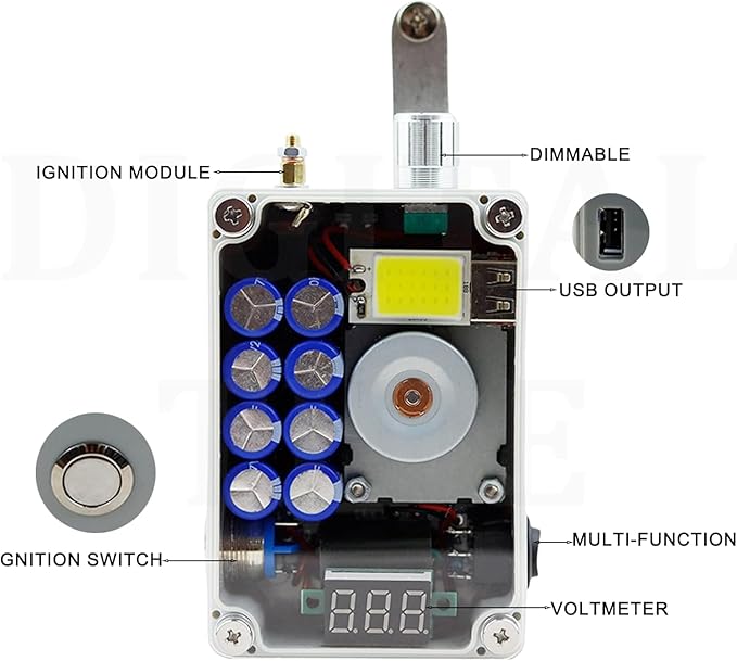 Hand Generator Portable Lighting Ignition Usb Charging Camping Equipment Outdoor Accessories Emergency Tool Hand for 2 Minutes Can Ignite 40-50 Times