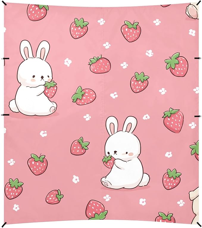 ALAZA Rabbit Strawberry Pattern Beach Tent Sun Shelter Portable Canopy Sunshade for Outdoor Camping Picnics Backyard Fun 10x9 ft