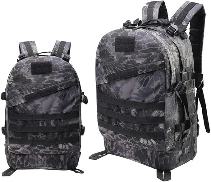 Military Tactical Backpack for Men and Women 3D Assault Pack Bag Rucksack with Molle System Hiking Pack (Python Pattern Black)