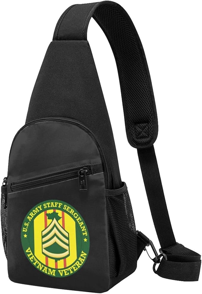 US Army Staff Sergeant Vietnam Veteran Chest Pack Leisure Shoulder Crossbody Chest Bag