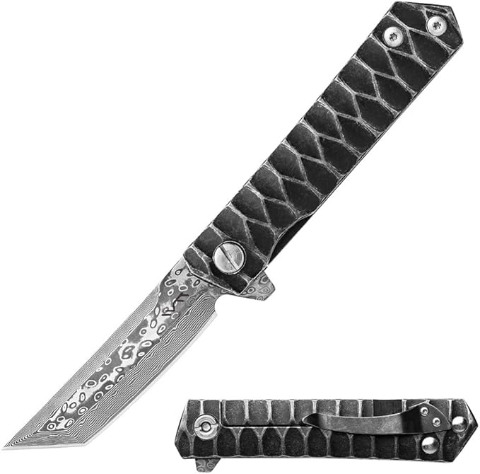 BGT VG-10 Damascus Folding Pocket Knife Custom Knives for Outdoor Camping FishingGift for Man Husband Dad