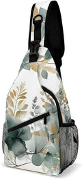 Chest Bag Chest Bag for Men Tactical Running Chests Pack Outdoor Sports Chests Bag Gold And Green Leaves Sling Backpack Women Suitable for Hiking Running Cycling And Shopping
