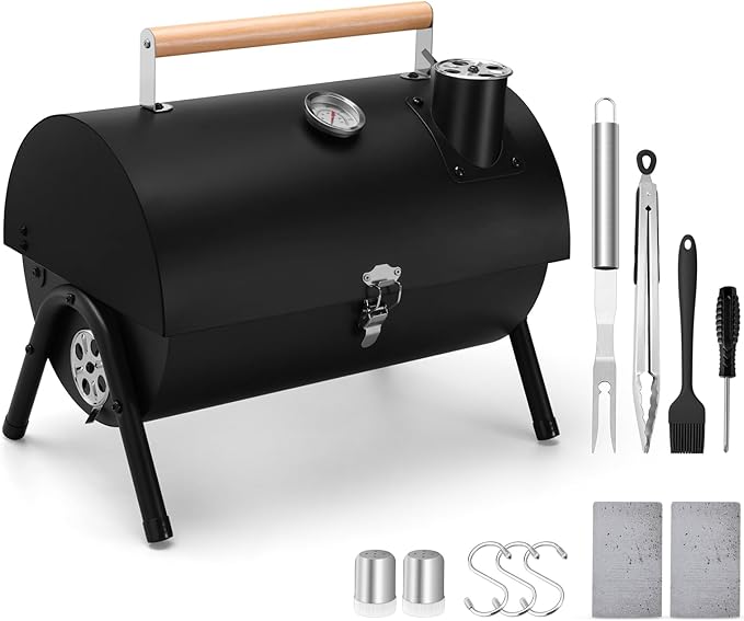 Portable Charcoal Grill Set of 12 Leonyo Tabletop Charcoal Grills Compact Small BBQ Grill with Griddle Accessories for Outdoor Camping Patio Backyard Beach RV Traveling