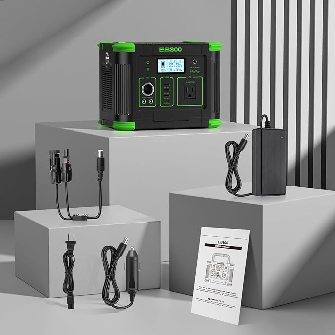 330W Portable Power Station 288.6Wh Solar Generator with 60W USB-C PD Output 110V Pure Sine Wave AC Outlet 5W Wireless Charging Multi-Port Power Supply for Camping Home Blackout RV Travel