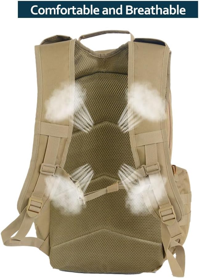 45L Waterproof Fishing Hunting Backpack Outdoor Military Rucksacks Tactical Sports Camping Hiking Trekking Bags (Khaki)