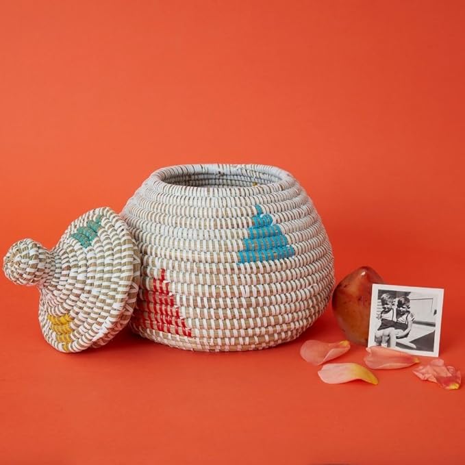 Decorative Boxes White Colorful Pot 10 Inch Wide
