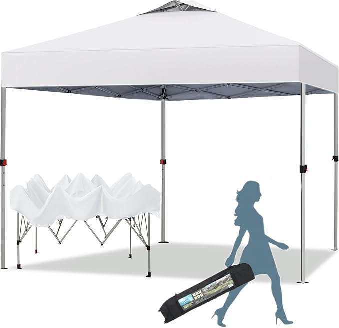 MFSTUDIO 10x10 Pop Up Canopy Tent Gazebo Shelter Sun Shade Canopies Waterproof Patio Portable Popup Tents for BeachPartiesCamping100 SqWhite