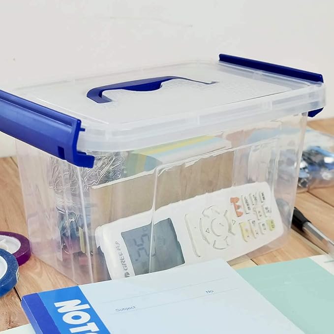 3 L Clear Storage Box Small Plastic Storage Latch Boxes 6-Pack