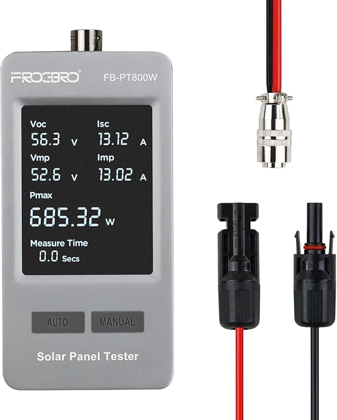 FrogBro 800W Solar Panel Tester – PV Multimeter with Smart MPPT &amp HD OLED Display for Solar Panel Diagnostics and Data Analysis