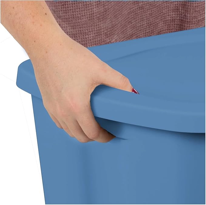5. Stackable 18 Gallon Storage Bins 8 Pack - Light Blue Plastic with Snap-on Lids Heavy Duty Key Optimization Points