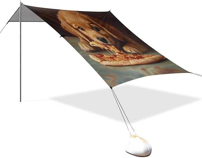ALAZA Puppy Eat Pizza Beach Tent Sun Shelter Portable Canopy Sunshade for Outdoor Camping Picnics Backyard Fun 10x9 ft