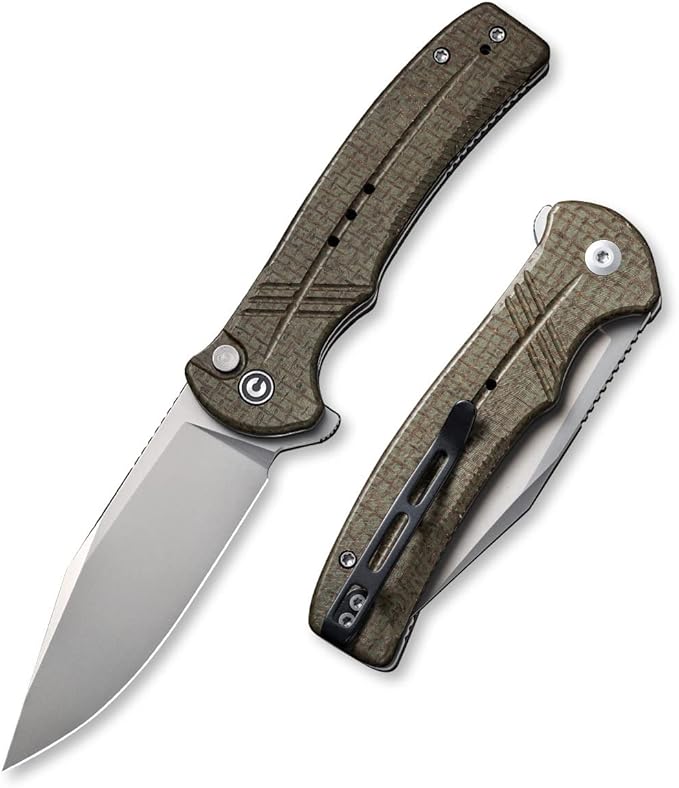 CIVIVI Folding Pocket KnifeCogent Knife 14C28N Blade Green Micarta Handle for EDC C20038D-5