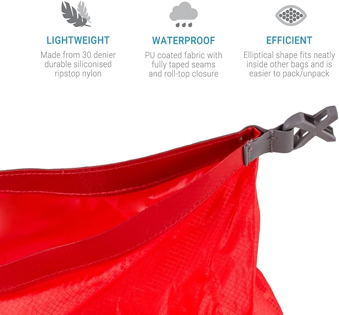 Lifeventure Ultralight Dry Bag Siliconized Rip-Stop Fabric with Fully Taped Seams Lightweight Waterproof Dry Sack for Kayaking Camping Hiking Traveling Boating Water Sports