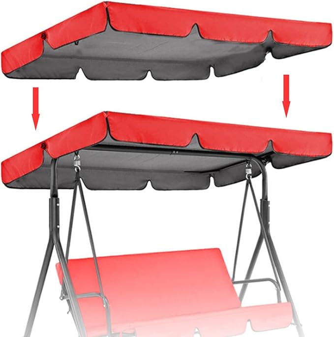 Outdoor Swing Chair Canopy Replacement Waterproof 210D Canopy for 2/3 Seater Swing Seat Sun Shade Top Cover for Garden Swing Chair Durable and UV Resistant