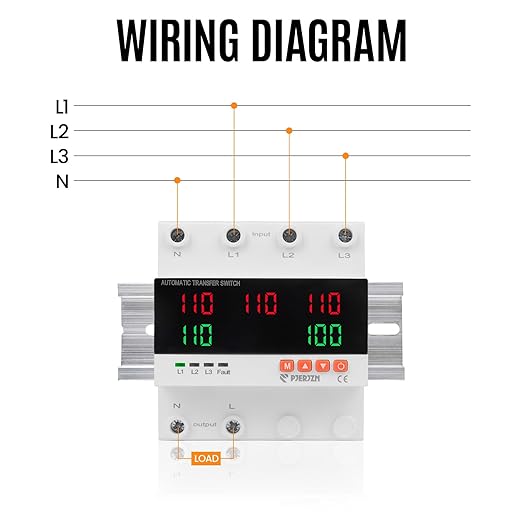 Automatic Transfer Switch 120V 240V 100Amp Transferencia Automática Adjustable Overcurrent Overvoltage Undervoltage Protection Voltage Cutoff for Power Generator Inverter RV(4P 100A)