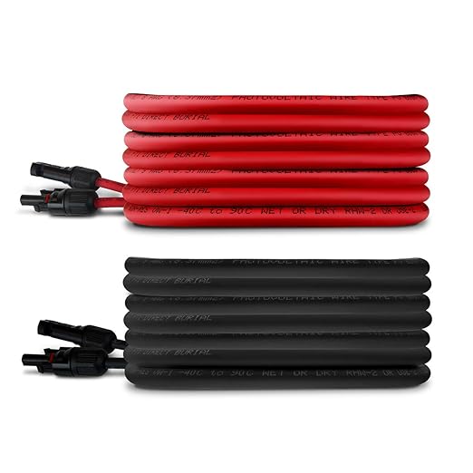 TEMCo Solar Panel Extension Cable 8 AWG 80 Ft Red + 80 Ft Black w/Staubli MC4 Connectors