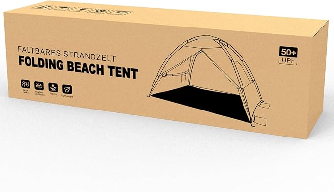 Toyvian 2191C Double Door Large Folding Beach Tent Portable Family Tent Sun Shelter Beach Umbrella for Hiking Camping Vacation (Dark Blue)