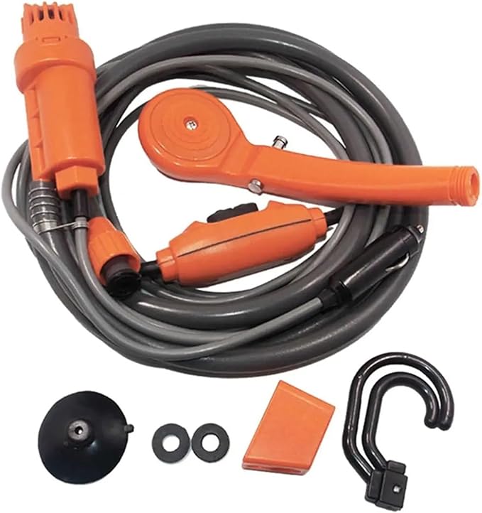 12V Portable Shower for Camping Outdoor Shower Set with Electric Water Pump 5m Cable Pet Washing Travel &amp Car Use(C)