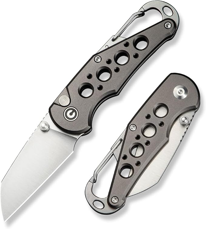 CIVIVI Pragma Folding Knife Pocket Knife Multitool with EDC Carabiner Bottle Opener 2.2 Nitro-V Blade Aluminum Handle Ideal Gift for Men Women C23062B-2 (Gray)