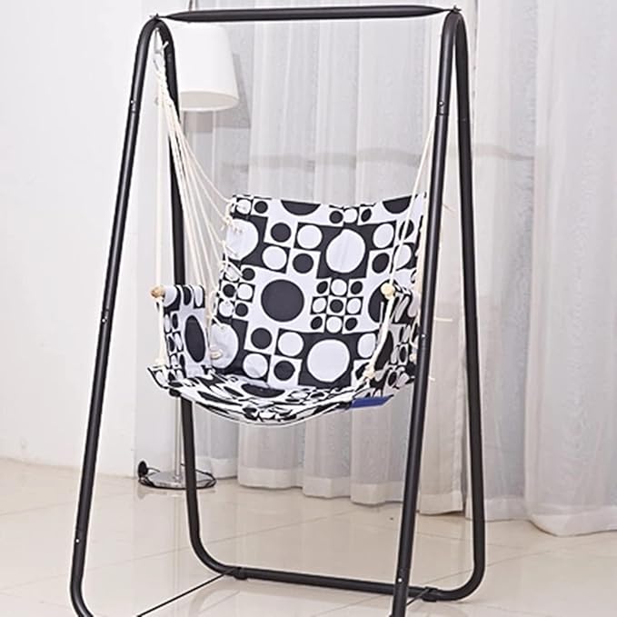 Hammock Chair StandHeavy-Duty Steel Hammock Stand Multi-Use Swing Stand for Outdoor Indoor Hanging Hammock Stand for Chair Hammock Chair not Include Weather Resistant Easy to Assemble (Black)