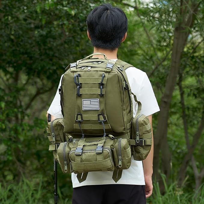 Large Military Tactical Backpack for Men 40-50L Backpacks for Women Bug out Bag Army 3 Days Pack Bags Rucksack with Molle System Green