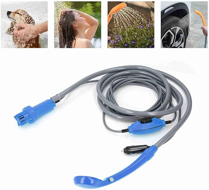 Car Plug Shower Kit 36W Portable Electric Vehicle Shower with Adjustable Water flowing and Pump for Outdoor Camping Car Washing and Pet cleanup (VvikizyDPy-YM19771LYQ022)