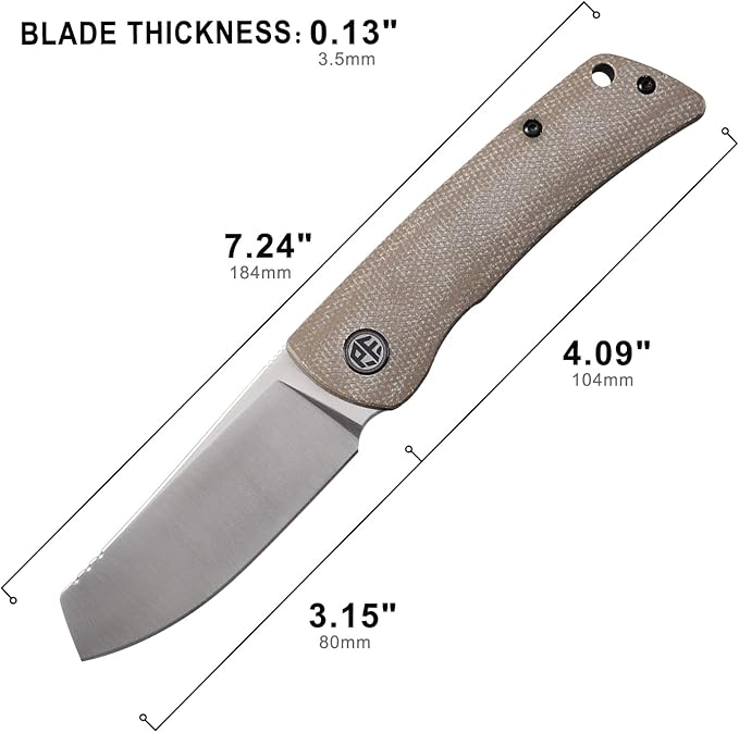 Petrified fish PFE05 Flavorist3.15 K110 Satin Blade 94g Micarta Handle Front Flipper Liner lock Folding knife (Khaki)