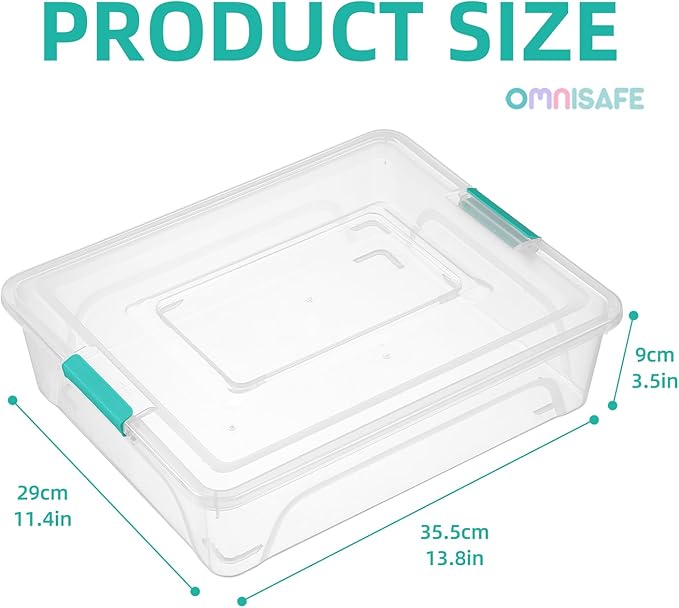 Plastic Storage Bin with Lid Stackable Design Clip Box for Crafts Supplies and Office Items Container (4 Pack 10 Quart Green)