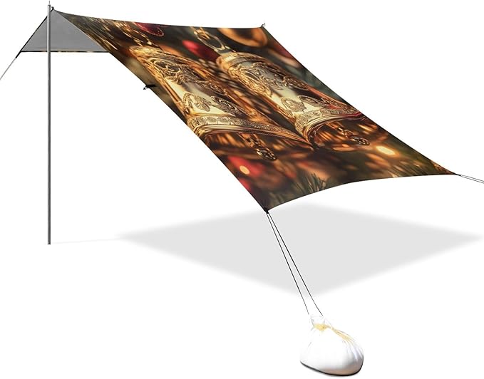 ALAZA Christmas Bell Beach Tent Sun Shelter Portable Canopy Sunshade for Outdoor Camping Picnics Backyard Fun 10x9 ft