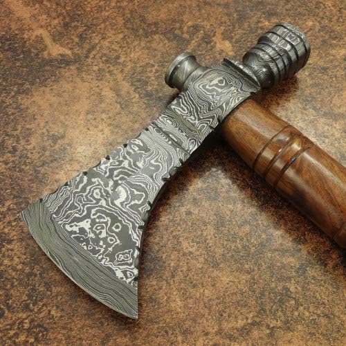Axe Damascus Steel 22 Rose Wood Handle Axe/Hand Forged Woodsman Axe