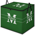 Personalized Storage Bags with Lid Large Blanket Clothes Organization and Storage Containers for ComfortersBedding Foldable Organizer with Reinforced Handle Forest Green with Initial Letter