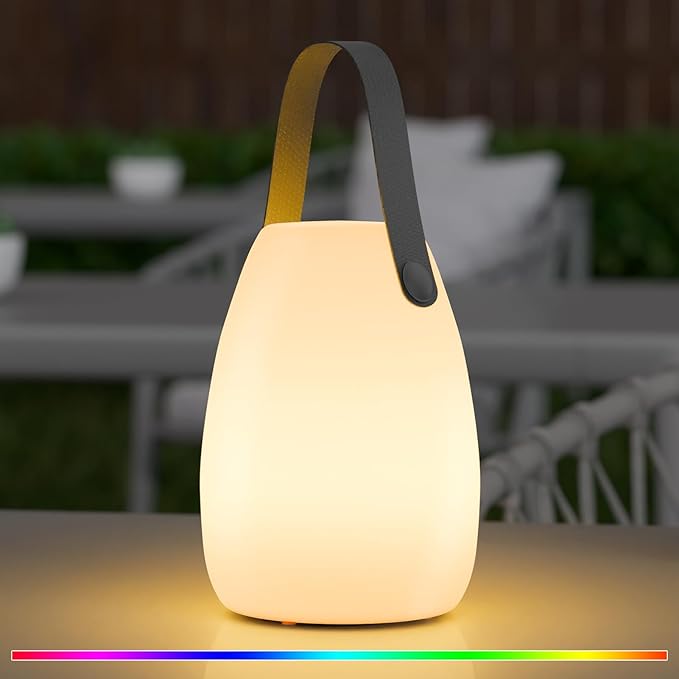 uuffoo Rechargeable Portable Table Lamp Cordless RGB Lantern with Remote Decorative LED Night Light IP44 Waterproof Indoor Outdoor Lamp for Bedroom Patio Garden Wedding Party