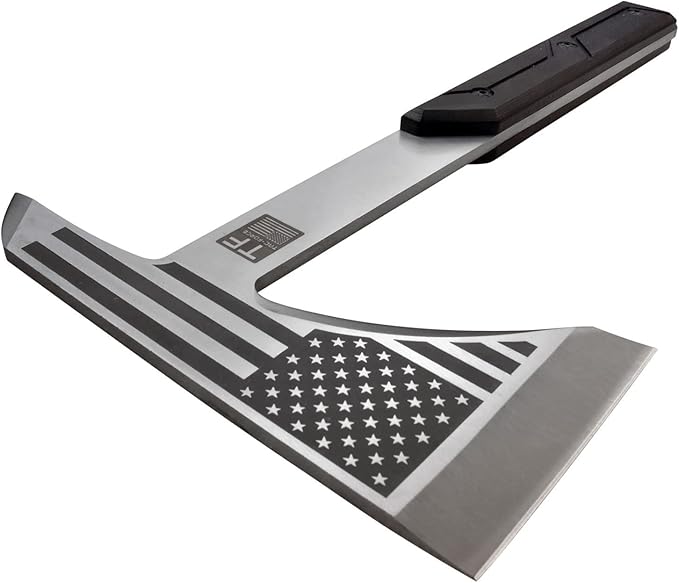 TAC-FORCE Tomahawk – Axe - Satin Finish Stainless Steel Blade w/Etched U.S.A. Flag Black Wood Handle Full Tang Construction Includes Nylon Sheath Tactical EDC Rescue - TF-AXE001S