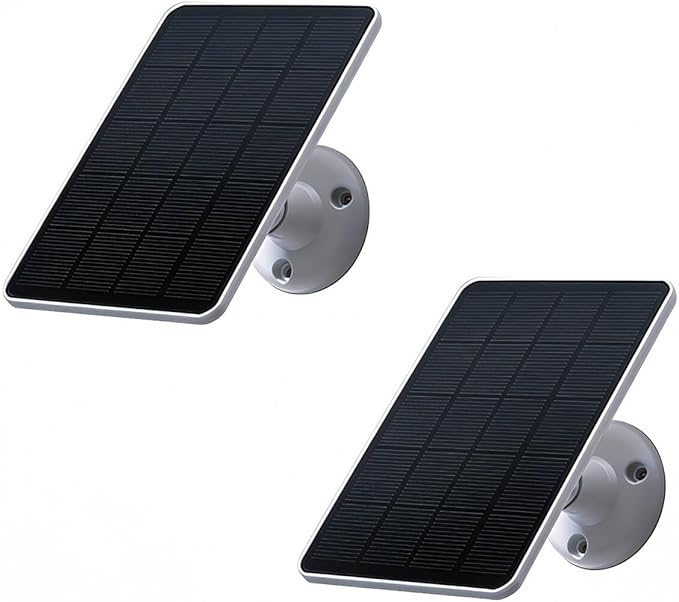 2 Pack Solar Panels Compatible with WYZE Battery Cam Pro Solar Panels for Wireless Security Camera Outdoor 4W Type C Port 10ft Micro USB Cable and Adjustable Mount White