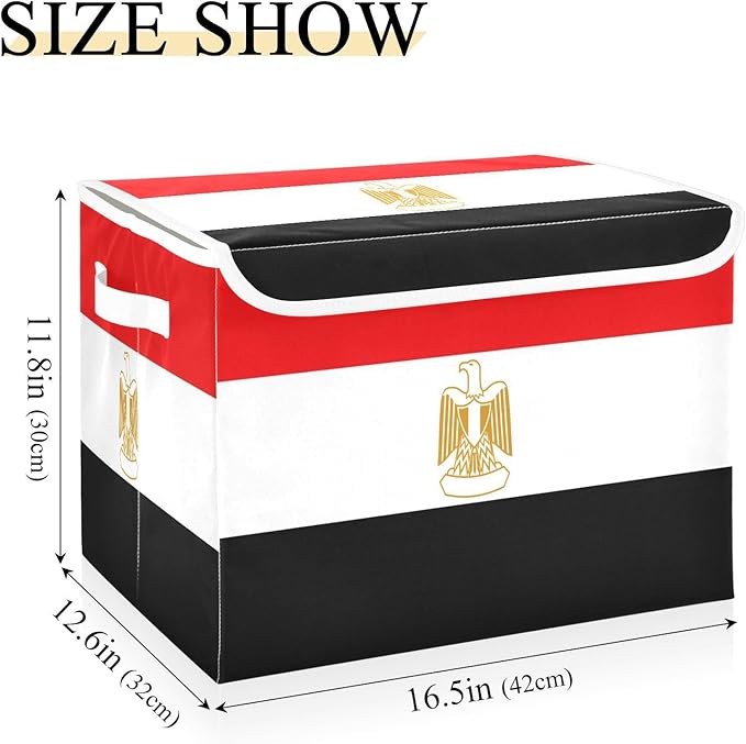 Egypt Flag Egyptian Red and Black Storage Containers with Lids Foldable Blanket Storage Closet Storage Bins for School
