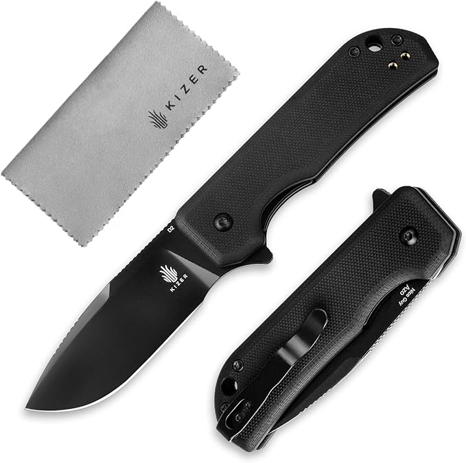 Kizer Nice Guy Pocket Folding Knife 2.84” D2 Steel Blade knives G10 Handle Small EDC Knife Liner Lock Flipper Knives for Men Women Sharp Camping Hiking Hunting Survival Knives V3011M1