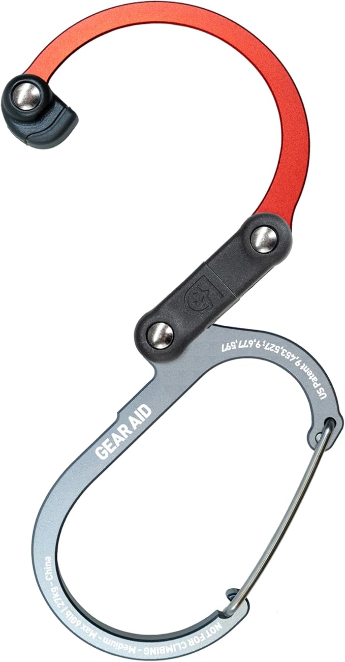 GEAR AID HEROCLIP 360° Swivel Carabiner Gear Clip and Hook (Medium) for Camping Backpack Suitcases and Garage Organization