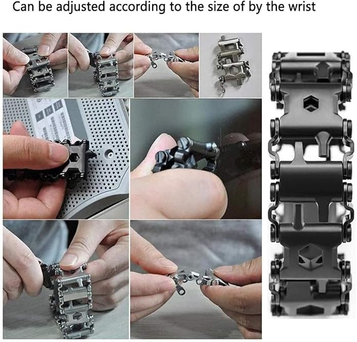 Multitool Bracelet 29 in 1 22cm Stainless Steel Outdoor Travel Men Watch Strap Trend Bracelet with A Pry Tool