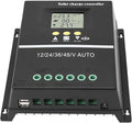 MPPT Solar Charge Controller 100A LCD Display 7 Working Modes 12V-48V Auto Adaptive Dual USB 5V Ports for Sealed Gel Flooded LifePO4 Battery