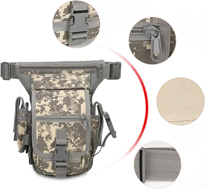Tactical Drop Leg Bag Men Thigh Waist Fanny Pack Hunting Accessories Molle Gun Bag Hiking Traveling Camping Thigh Pouch(ACU)