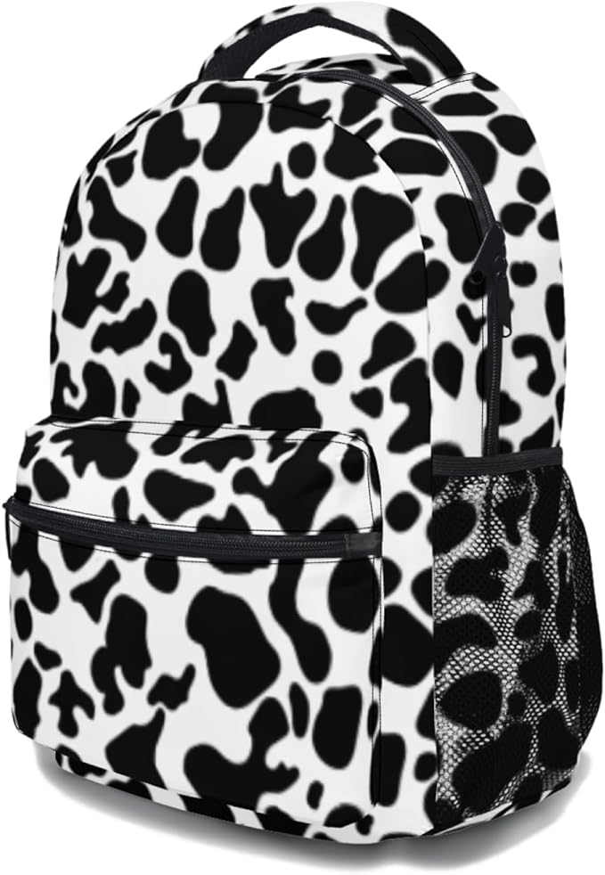 Girls School Backpack Cow Print Cute Aesthetic Backpack Lightweight Large Capacity Student Bookbag for Elementary Middle School Teen Girls Back to School Travel Daypack