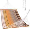Lazy Daze Hammocks Quick Dry Hammock with Spreader Bar Textliene Fabric Double 2 Person Hammock with Chains Outdoor Patio Poolside Backyard Beach 450 lbs Capacity Coffee Stripes