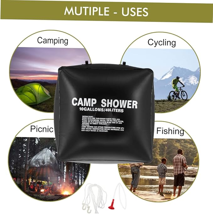 Happyyami Solar Shower Bag Solar Heating Bag for Outdoor Camping Durable Material Heats Water Hours for Warm Showers Anywhere