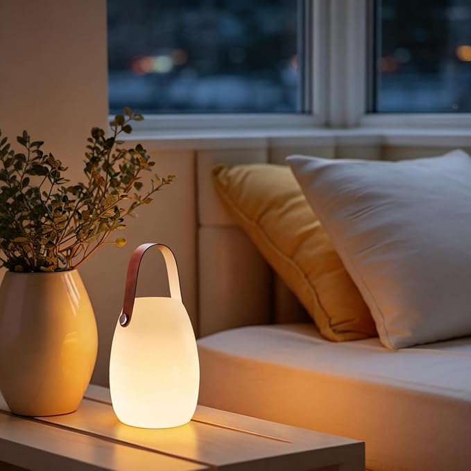 uuffoo 2 Pack Rechargeable Portable Table Lamp Cordless RGB Lantern with Remote Decorative LED Night Light IP44 Waterproof Indoor Outdoor Lamp for Bedroom Patio Garden Wedding Party