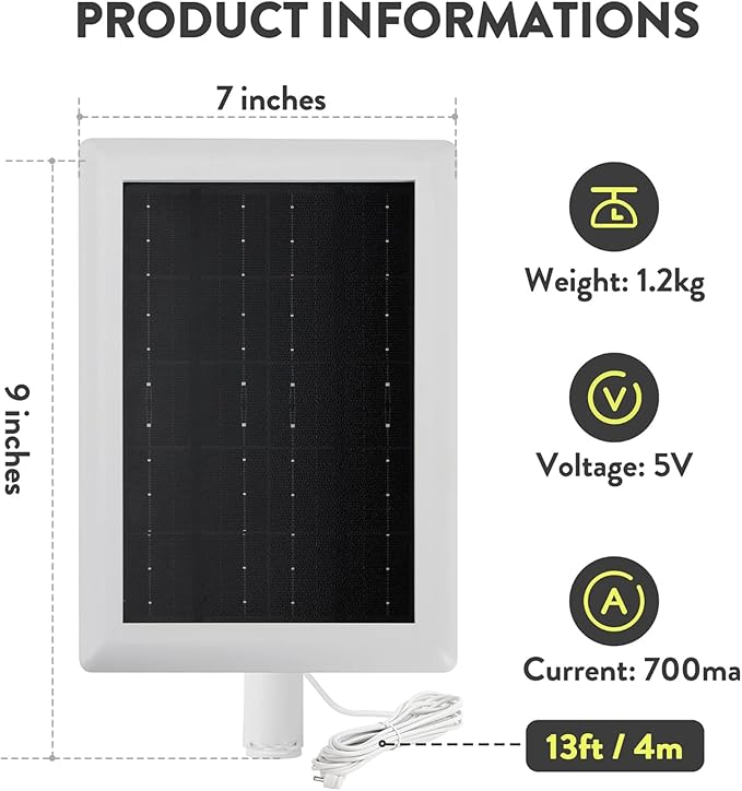 Solar Panel Charger for Ring Camera 5W Solar Panel Compatible with Ring Stick Up Cam Spotlight Cam BatterySpotlight Cam PlusSpotlight Cam Pro Outdoor Camera with 13FT USB-C Cable2 Pack