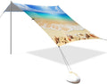 xigua Beach Beach Tent Sun Shelter with Carrying Bag - Silver Coated Oxford Fabric Beach Canopy for Beach Camping Fishing - Includes Windproof Ropes Sandbags &amp Stakes