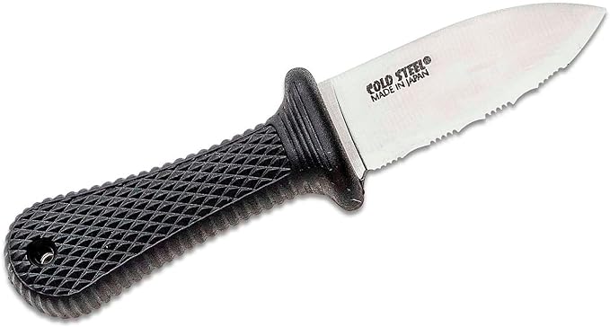Cold Steel Super Edge 2 Durable Compact Japanese AUS8A Stainless Steel Fixed Blade Drop Point Outdoor Game Hunting Neck Knife Kray-Ex Handle Secure-Ex Sheath