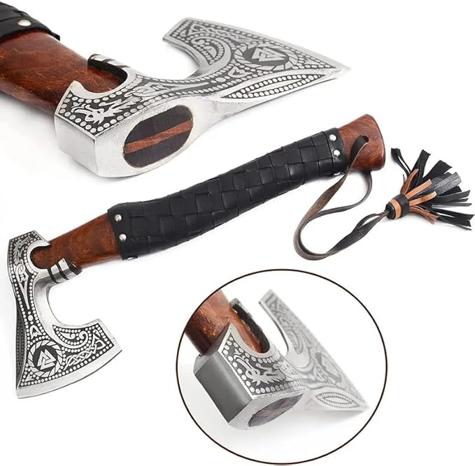 Handmade 17 Viking Axe with Sheath - Norse Medieval Axe | Nordic Style Hatchet | Decorative Collectible | Viking Gift for him | Birthday Anniversary Christmas (EBX-02)