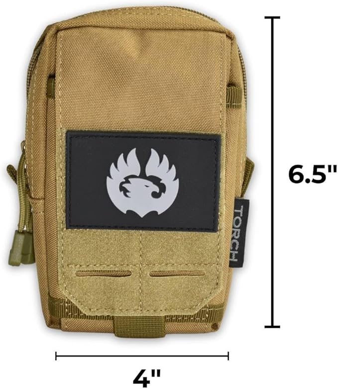 Torch Molle Admin Pouch EDC Waist Pack Phone Holder Tactical Tool Holster Gadget Organizer Utility Pocket (Desert)