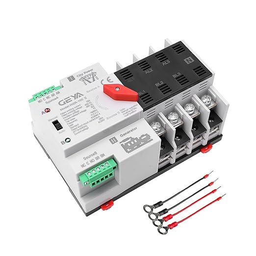 GEYA Mini ATS Automatic/Manual Transfer Switch Solar Auto Dual Power Over &amp Under Voltage Switch 50/60Hz Grid to AC Generator(4Pole 100A 220V)
